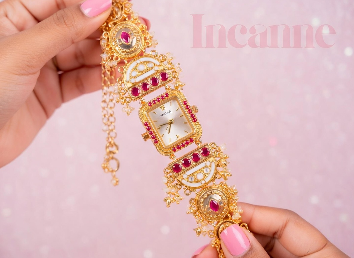 18k Gold-plated, Rajwadi Ruby kashmiri watch