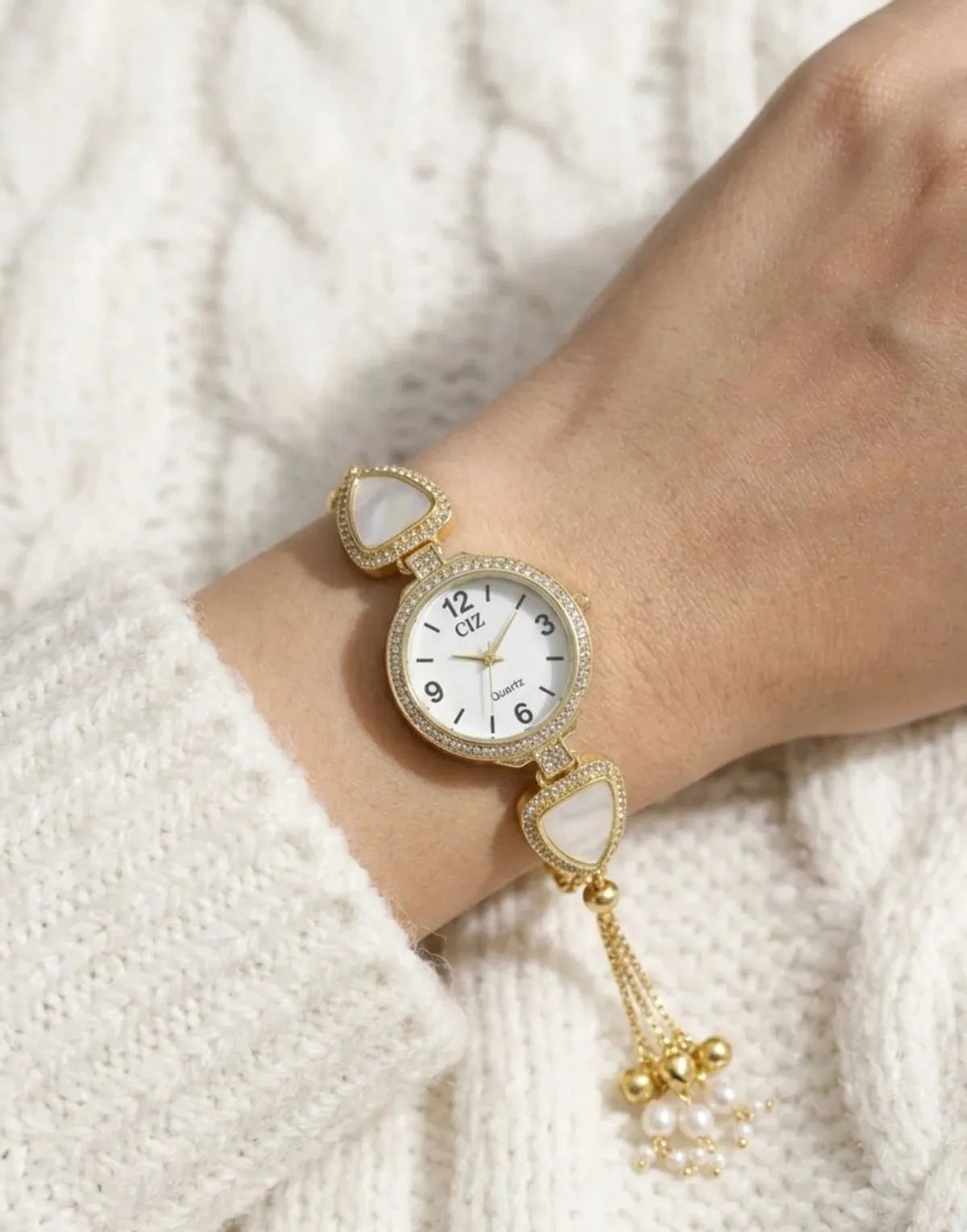 Gold-Plated Womens Ethnic Boho Bracelet Watch Designer
