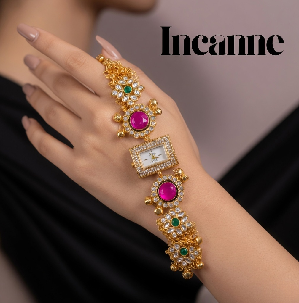 18k Gold Plated Rani Noir Kashmiri watch.