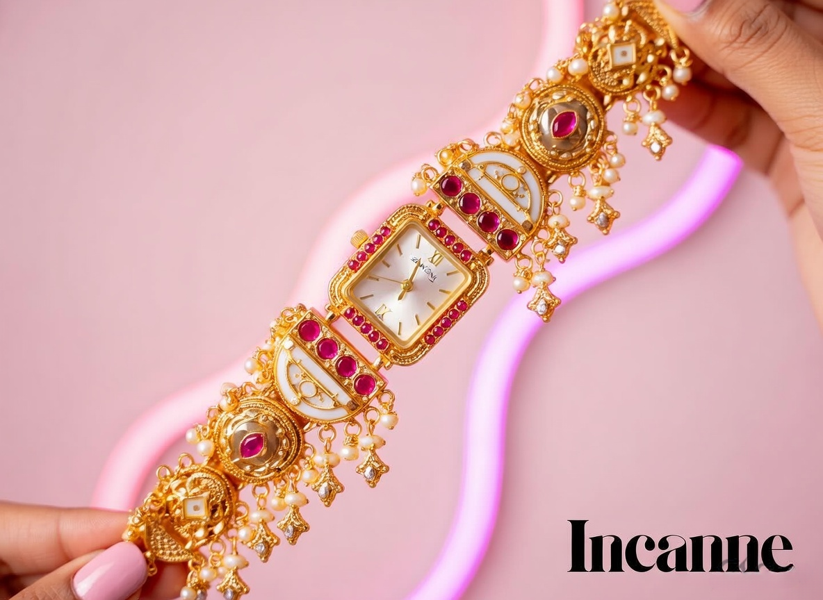 18k Gold-plated, Rajwadi Ruby kashmiri watch