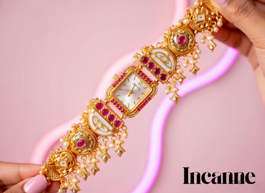 18k Gold-plated, Rajwadi Ruby kashmiri watch