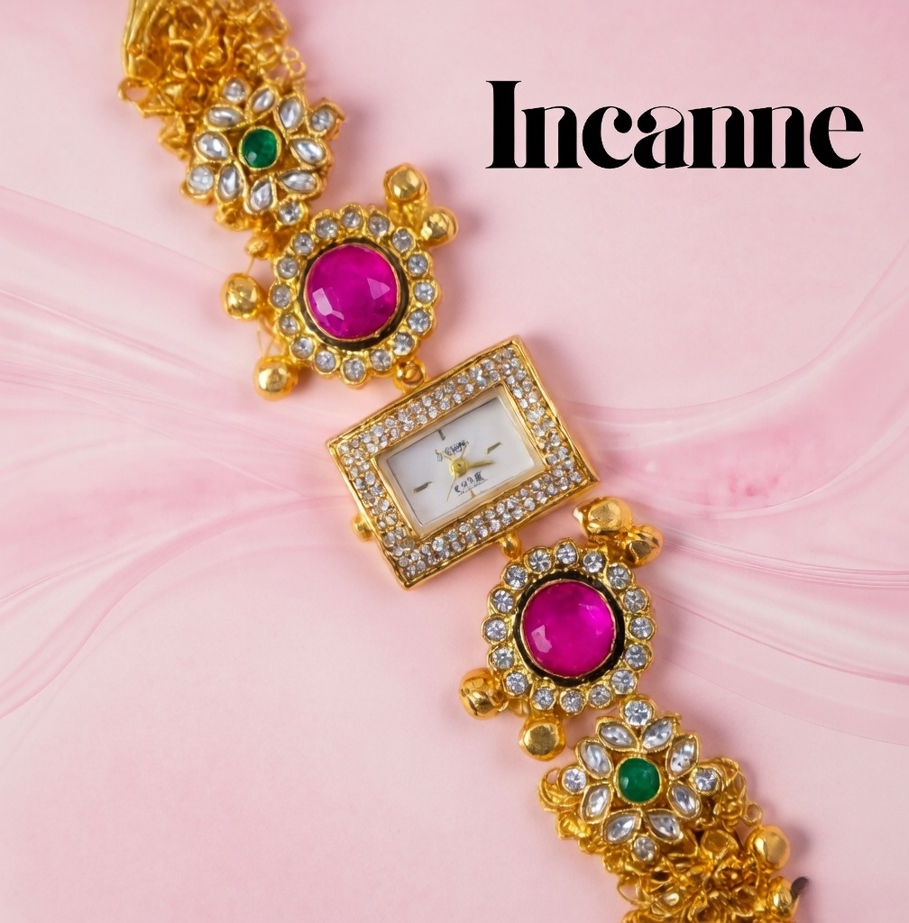 18k Gold Plated Rani Noir Kashmiri watch.