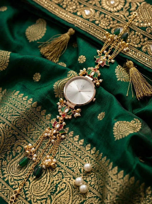 Imperial Emerald Ruby Enamel Jewelry Kashmiri Watch