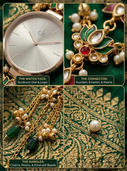 Imperial Emerald Ruby Enamel Jewelry Kashmiri Watch