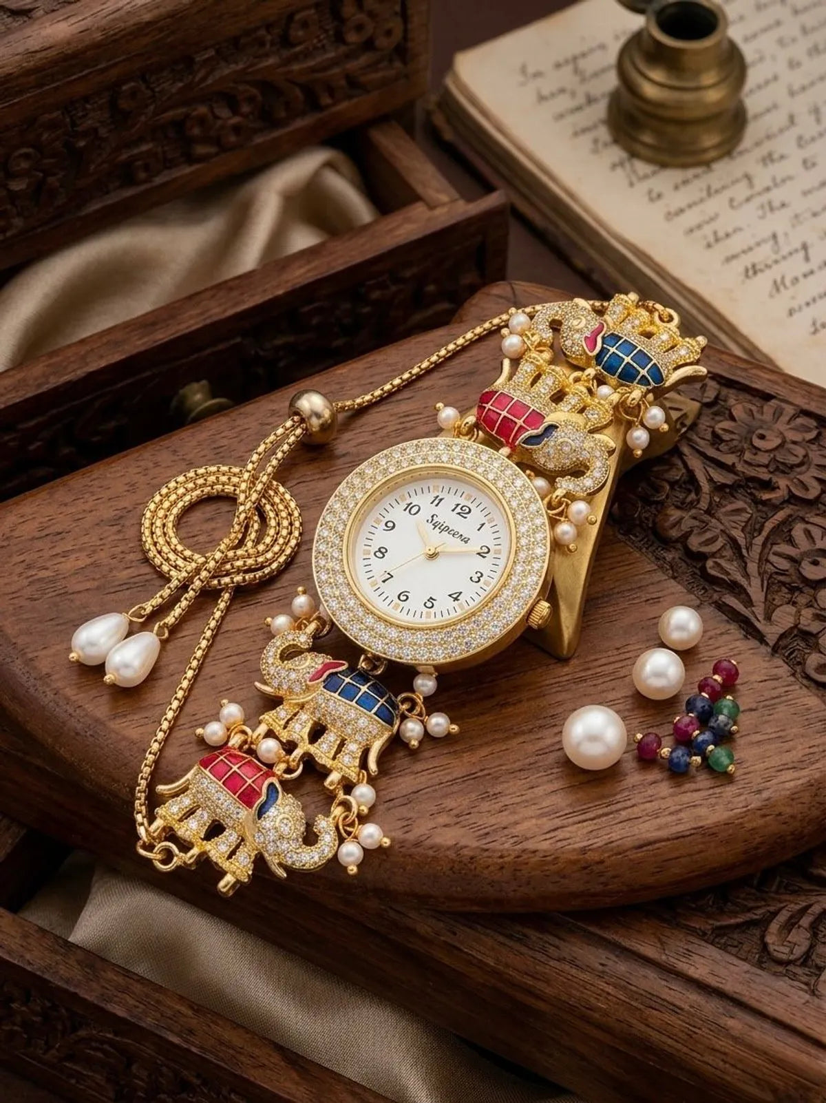 Gajraj Heritage Meenakari Watch/ Handcrafted Elephant Motif Royal Bracelet