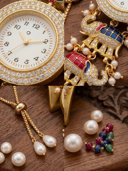 Gajraj Heritage Meenakari Watch/ Handcrafted Elephant Motif Royal Bracelet