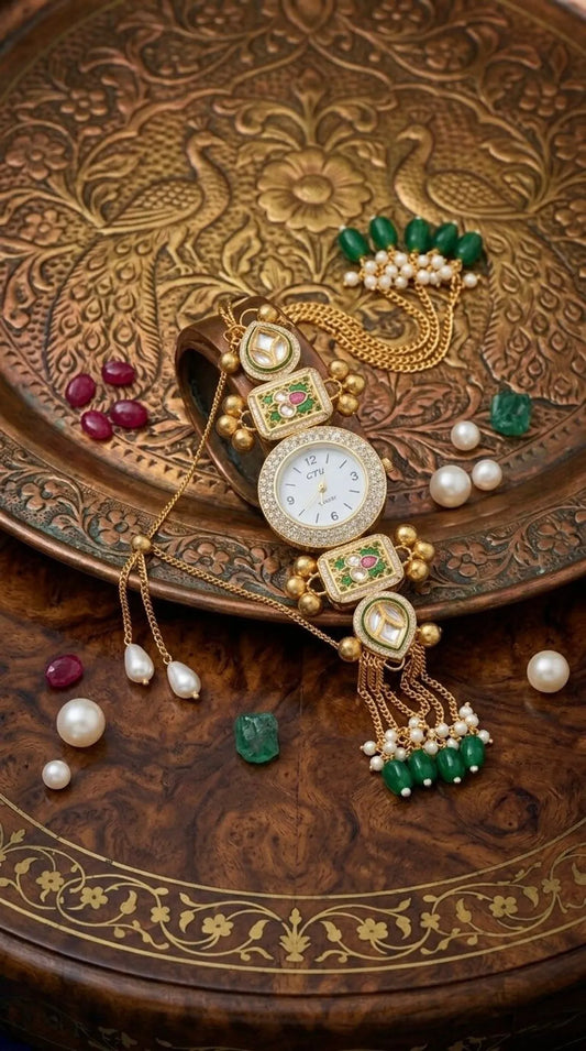 Royal Kundan Polki Choker Watch kashmiri watch